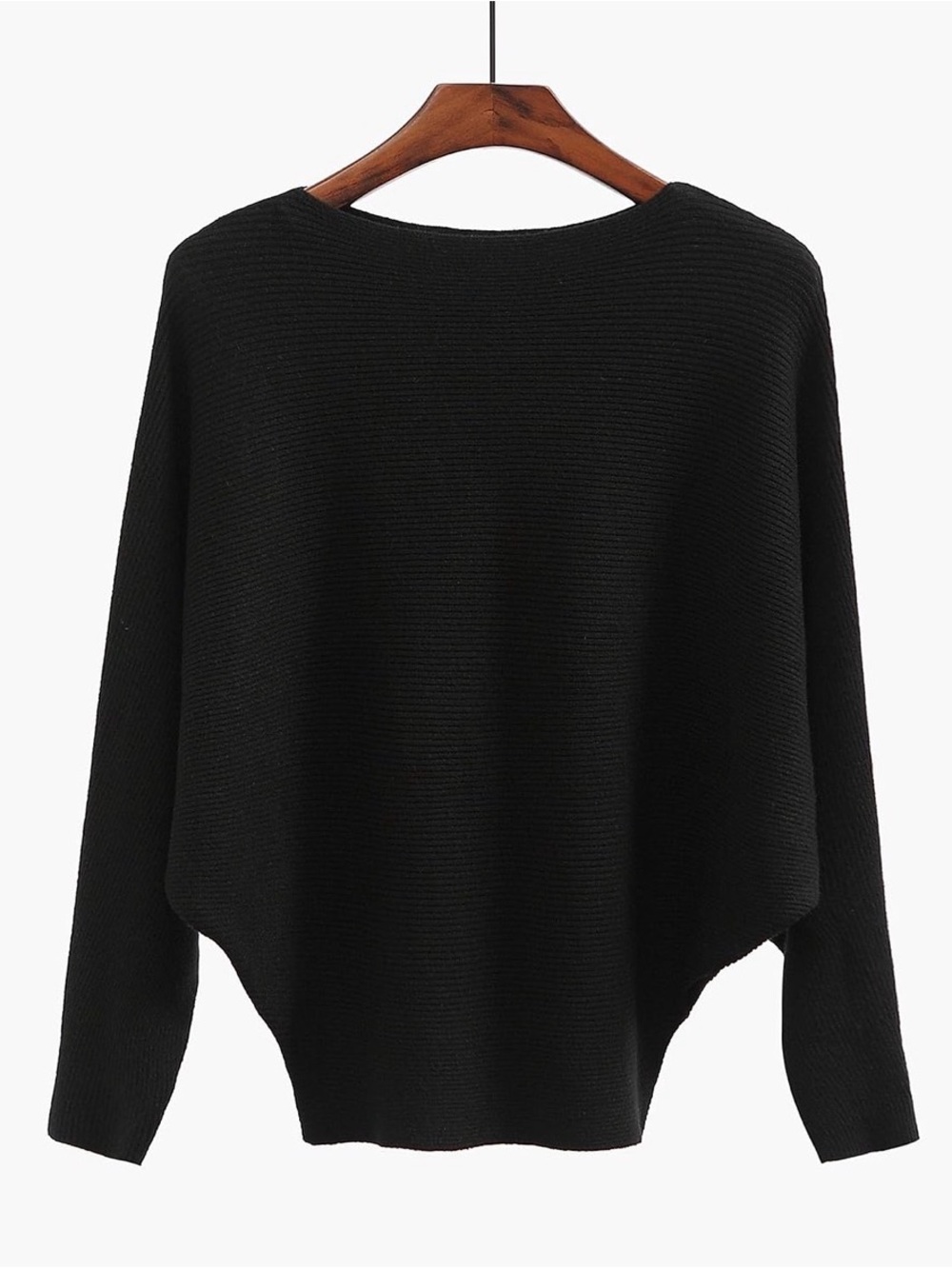 Women's Black Crewneck Knit Pullover Sweater